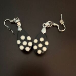Elegant Black and White Polka Dot Earrings